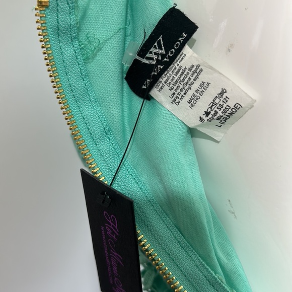 NWT VA VA.VOOM HOT MIAMI STYLE LACE GREEN turquoise CROPPED back zipper size L - Picture 8 of 8